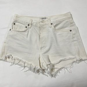 Agolde White Denim Parker Shorts
